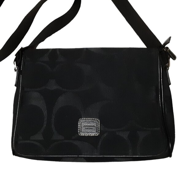 Coach Black Canvas Crossbody Messenger Bag Unisex - Picture 2 of 4